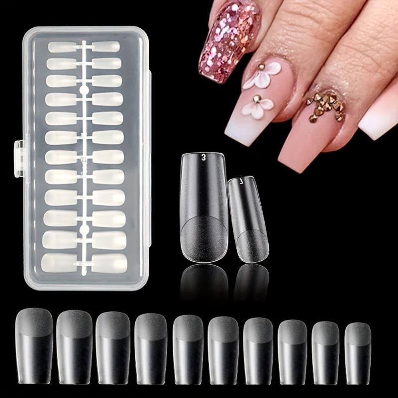 Ballet Frosted False Nail Tips Full Cover Clear Nails Box