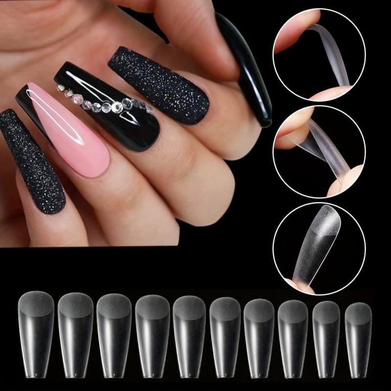 Ballet Frosted False Nail Tips Full Cover Clear Nails Box