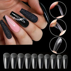 Ballet Frosted False Nail Tips Full Cover Clear Nails Box