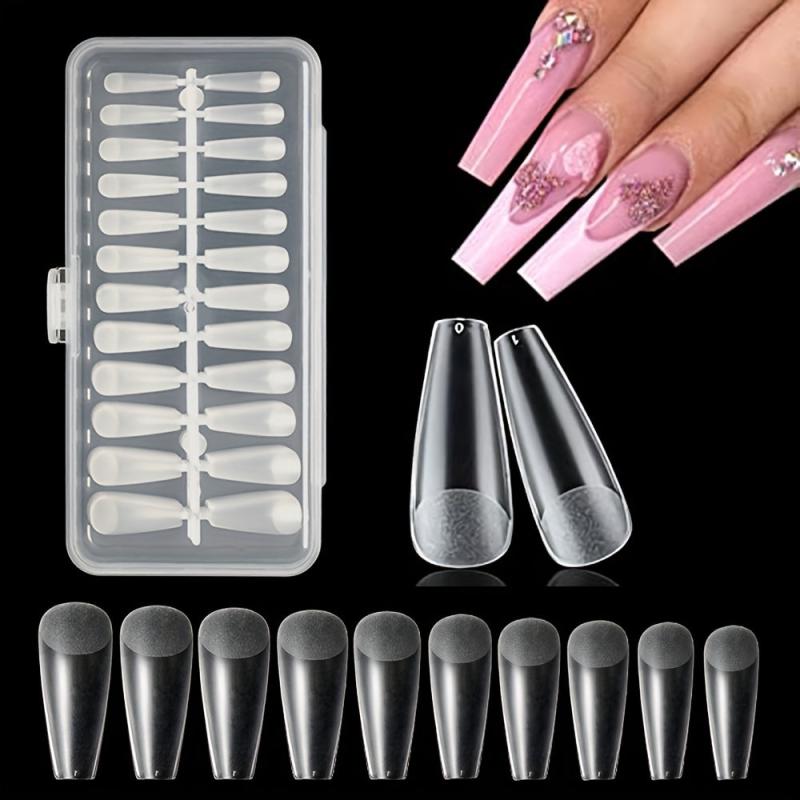 Ballet Frosted False Nail Tips Full Cover Clear Nails Box