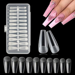 Ballet Frosted False Nail Tips Full Cover Clear Nails Box