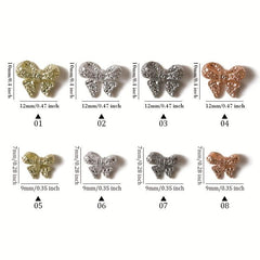10 Pcs Butterfly Nail Charms Silver 3D Bowknot Nail Accessory