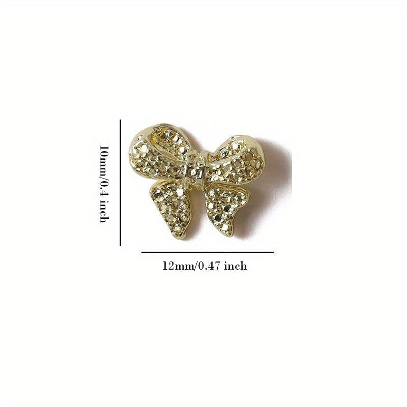 10 Pcs Butterfly Nail Charms Silver 3D Bowknot Nail Accessory