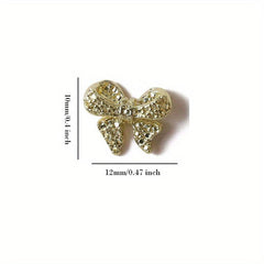 10 Pcs Butterfly Nail Charms Silver 3D Bowknot Nail Accessory