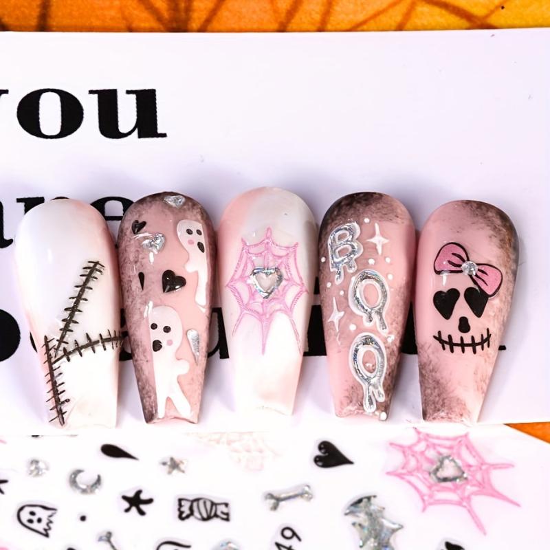 Skull and Flower Halloween Nail Stickers for Creative Nail Art