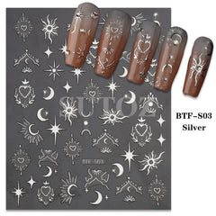 Golden Heart Stickers for Nails Laser Adhesive Sliders DIY Nail Art