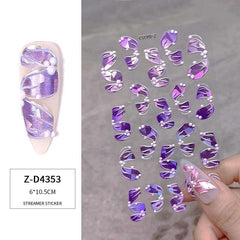 5D Relief Laser Streamer Nail Stickers DIY With Back Glue