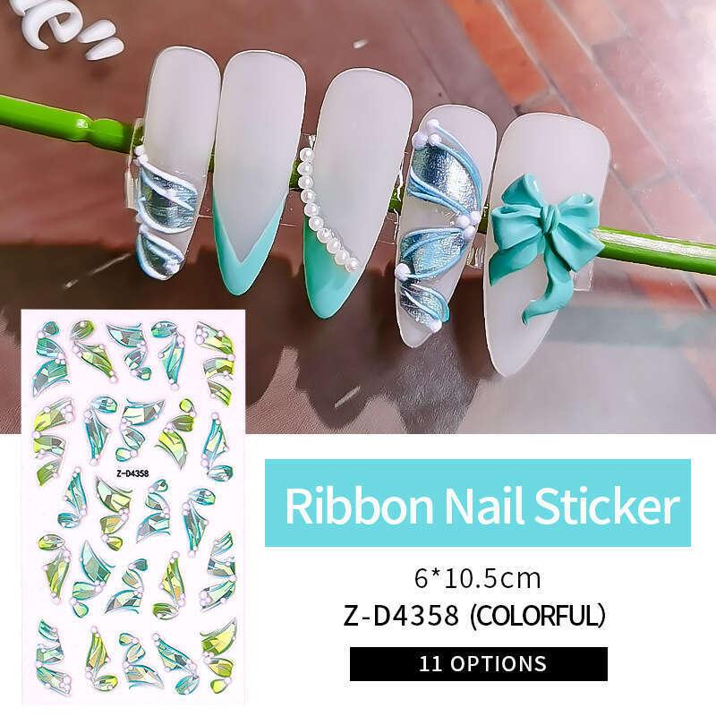 5D Relief Laser Streamer Nail Stickers DIY With Back Glue