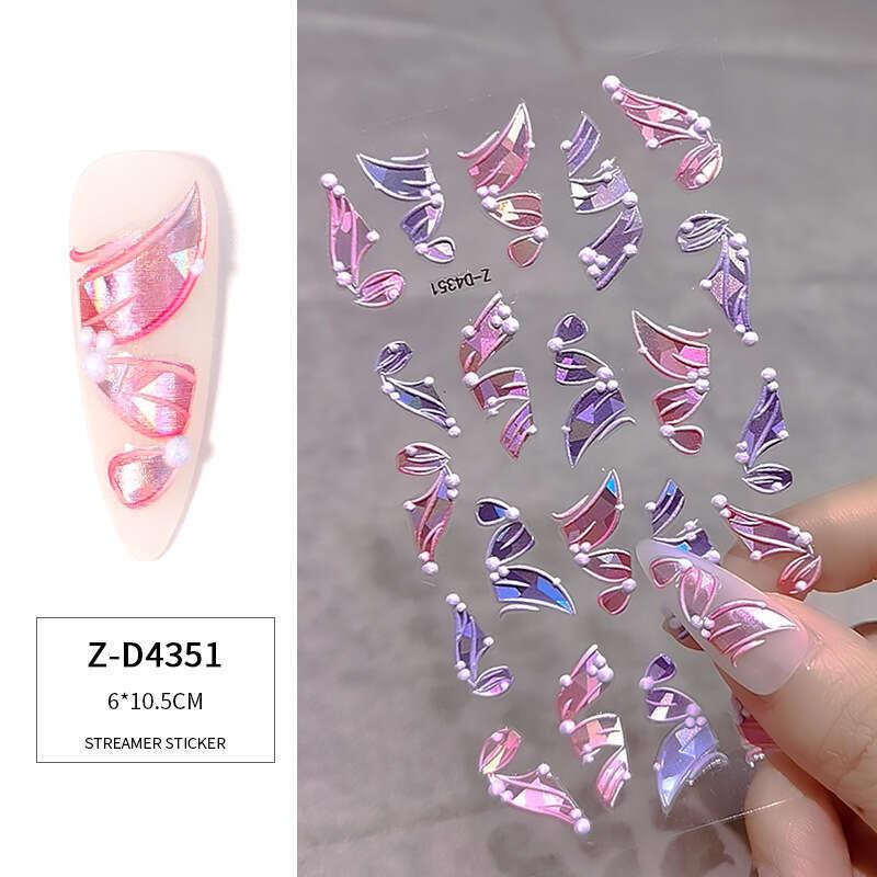 5D Relief Laser Streamer Nail Stickers DIY With Back Glue