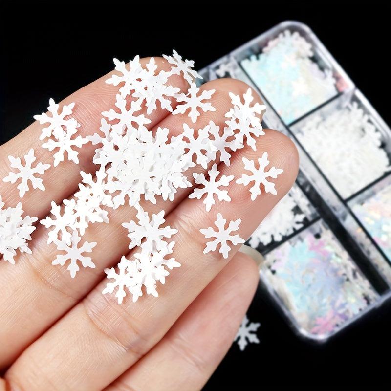 Snowflake Nail Art Glitter Sequins - Christmas Winter Nail Design Supply