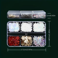 Snowflake Nail Art Glitter Sequins - Christmas Winter Nail Design Supply