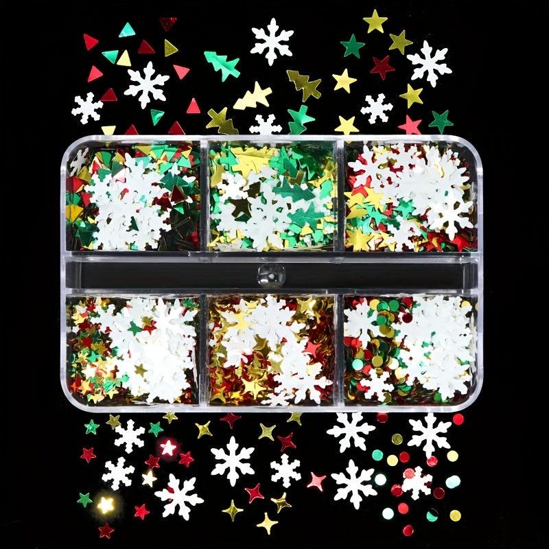 Snowflake Nail Art Glitter Sequins - Christmas Winter Nail Design Supply