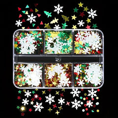 Snowflake Nail Art Glitter Sequins - Christmas Winter Nail Design Supply