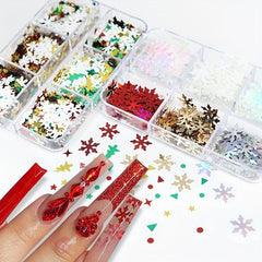 Snowflake Nail Art Glitter Sequins - Christmas Winter Nail Design Supply