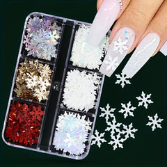 Snowflake Nail Art Glitter Sequins - Christmas Winter Nail Design Supply