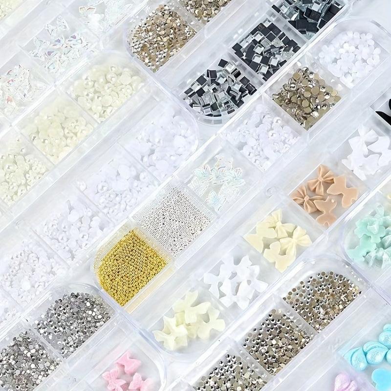 3D Nail Art Kit Gem Decoration Accessories Pearl Flower Butterfly Caviar Crystal
