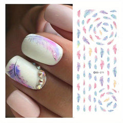 Water Transfer Sticker Thin DIY Nail Art Flower Feather Nail Decal