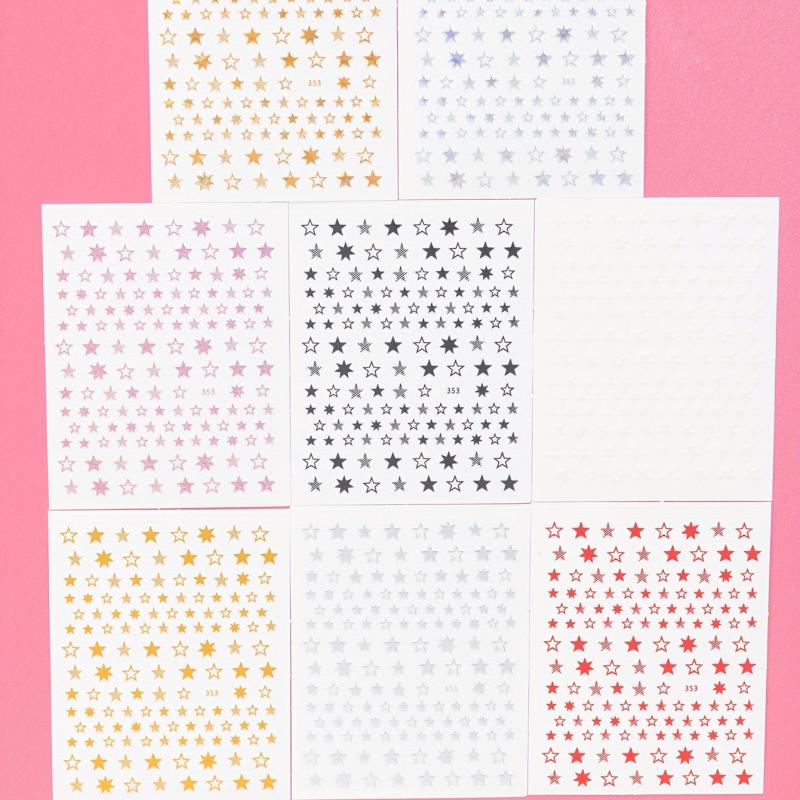 3D Star Nail Art Stickers Self Adhesive Decals for Acrylic Nails - 8 Sheets