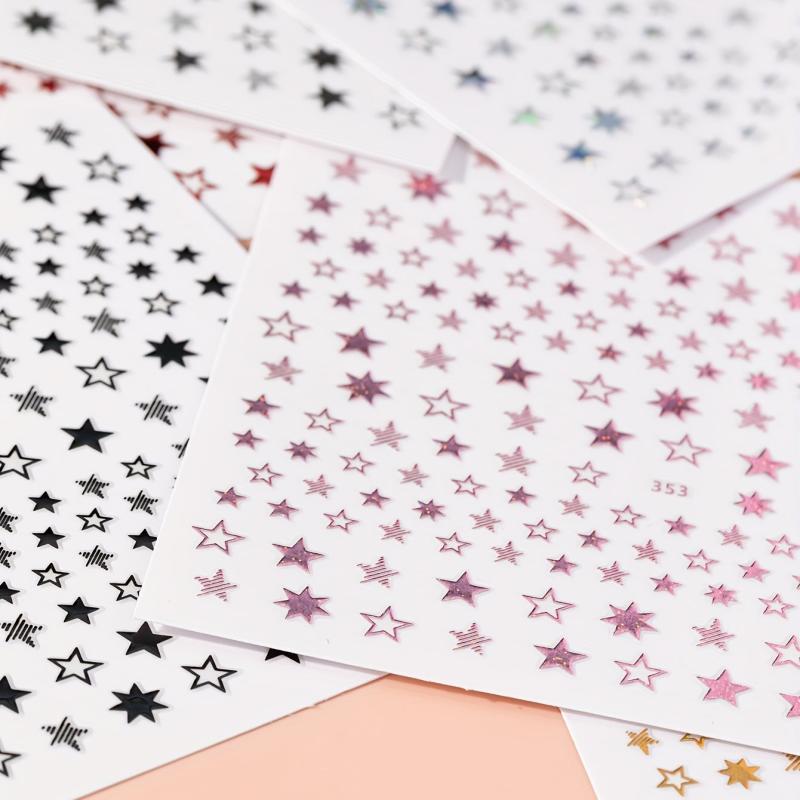 3D Star Nail Art Stickers Self Adhesive Decals for Acrylic Nails - 8 Sheets