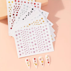 3D Star Nail Art Stickers Self Adhesive Decals for Acrylic Nails - 8 Sheets