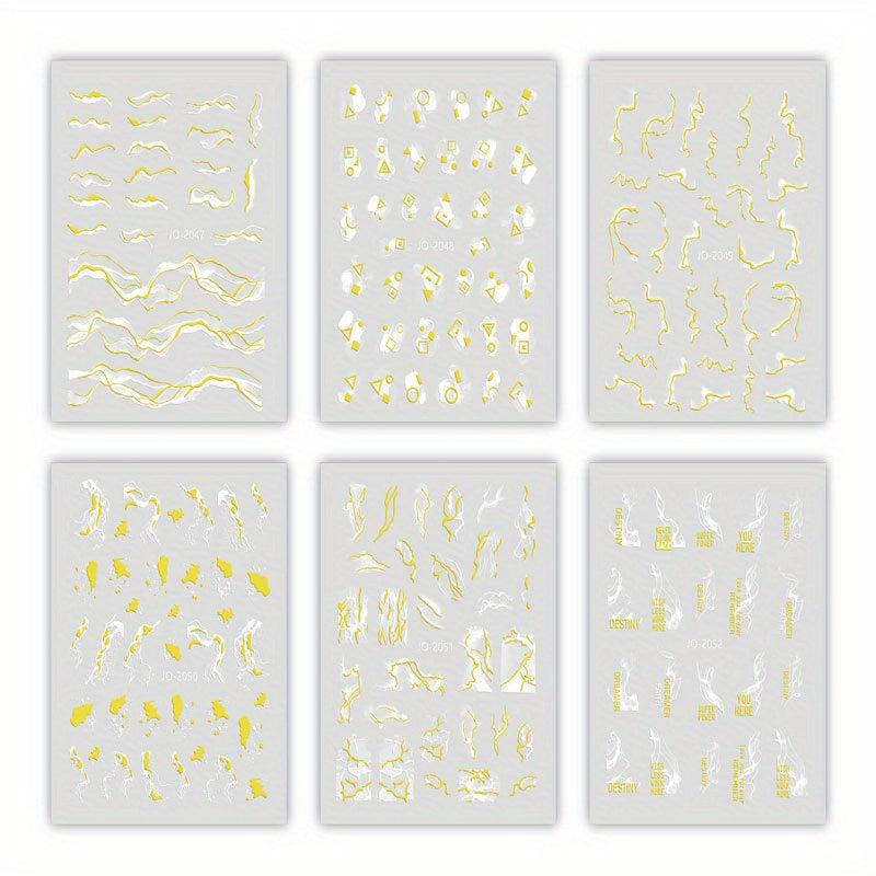 3D Foil Marble French Line Nail Art Sticker for Halloween Nails