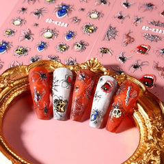 Halloween Nail Art Sticker Red Eyeball Spider Nail Art Decals Gothic Style