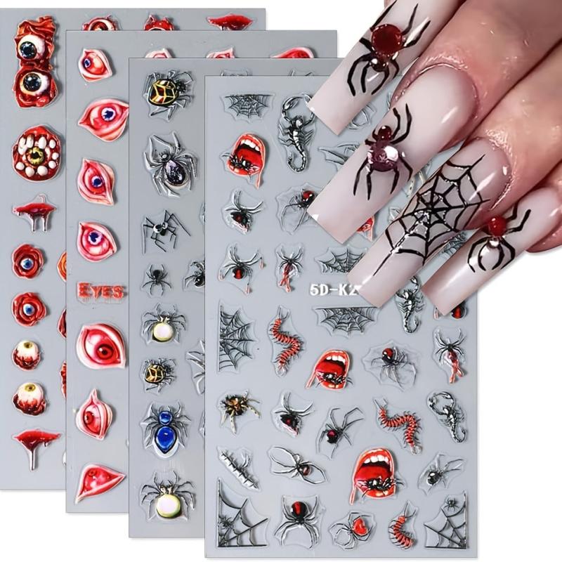 Halloween Nail Art Sticker Red Eyeball Spider Nail Art Decals Gothic Style