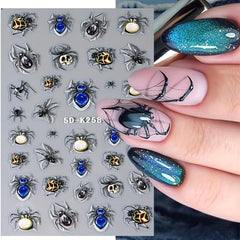 Halloween Nail Art Sticker Red Eyeball Spider Nail Art Decals Gothic Style