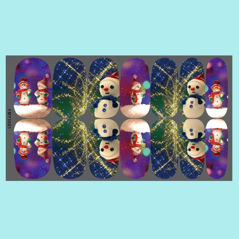 5 Snowflake Snowmen Elk Tree Christmas Nail Art Stickers - Winter Design