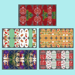 5 Snowflake Snowmen Elk Tree Christmas Nail Art Stickers - Winter Design