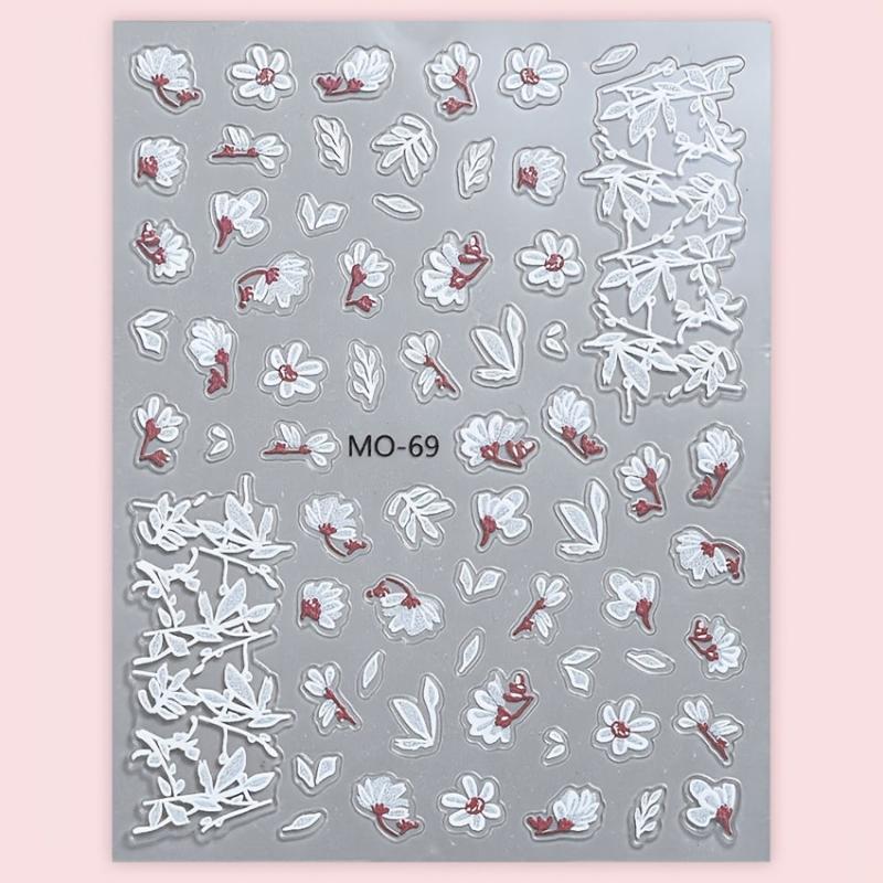 3pcs 5D Lace Flower Nail Art Stickers Self Adhesive Decals DIY or Salons