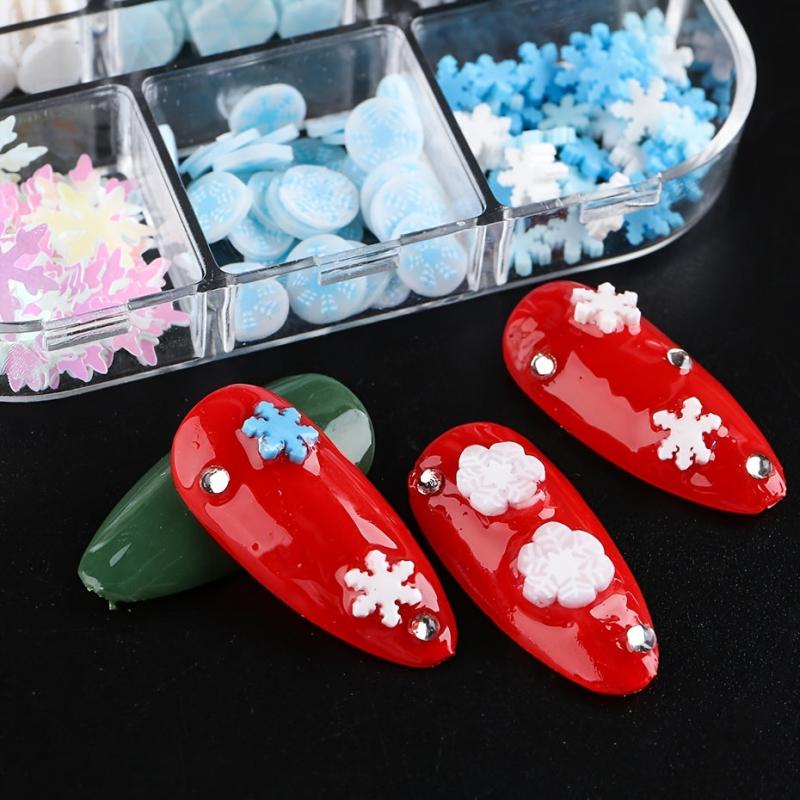 Snowflake Christmas Nail Charms Rhinestones Gem DIY Manicure Nails