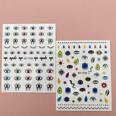 2pcs Evil Eye Nail Art Stickers 3D Self Adhesive Nail Decals for Manicure