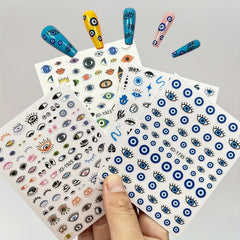 2pcs Evil Eye Nail Art Stickers 3D Self Adhesive Nail Decals for Manicure