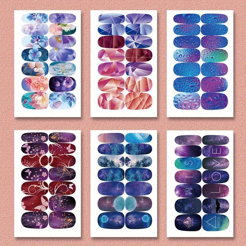 6 Sheets Nail Art Stickers with Self Adhesive Strips for DIY Nail Enhancement