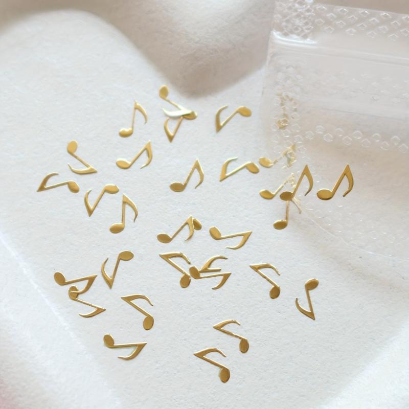 Golden 3D Musical Note Nail Charms for Women