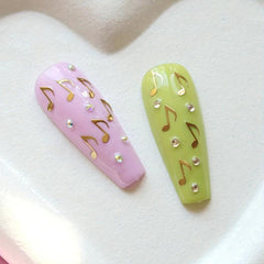 Golden 3D Musical Note Nail Charms for Women