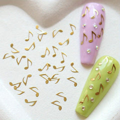Golden 3D Musical Note Nail Charms for Women