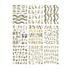 Golden 3D Marble Nail Art Stickers Self Adhesive Strips Lines Decals