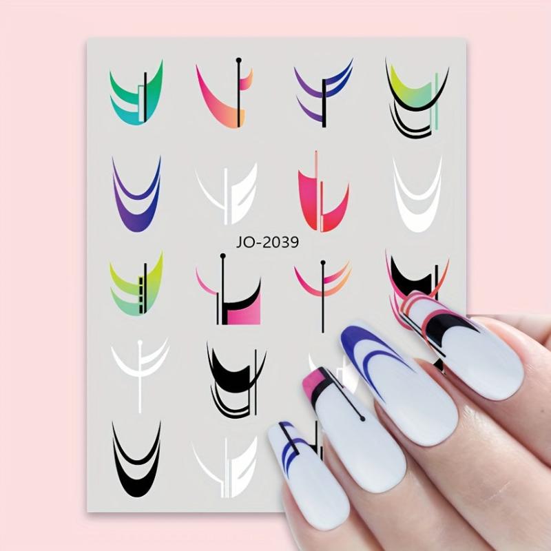 Colorful Stripe Nail Art Stickers French Line Decals