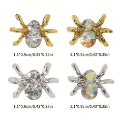 Spider Nail Charms Crystal For Acrylic Nails Bling Art Decor 10 Pcs