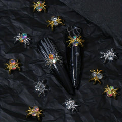 Spider Nail Charms Crystal For Acrylic Nails Bling Art Decor 10 Pcs