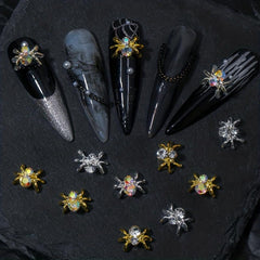 Spider Nail Charms Crystal For Acrylic Nails Bling Art Decor 10 Pcs