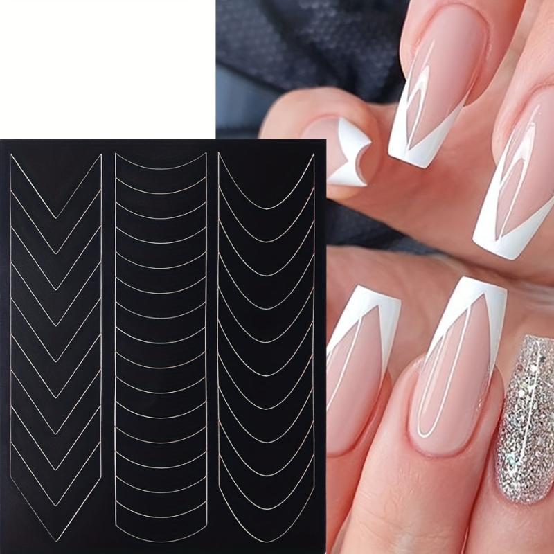 12pcs French Manicure Nail Stickers DIY Decoration Stencil Tools