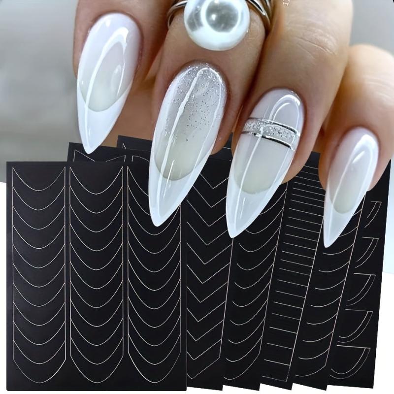 12pcs French Manicure Nail Stickers DIY Decoration Stencil Tools