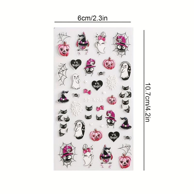 Halloween Ghost Pumpkin Spider Bat Nail Art Stickers
