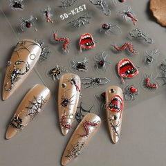 Halloween Ghost Pumpkin Spider Bat Nail Art Stickers