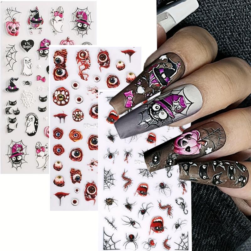 Halloween Ghost Pumpkin Spider Bat Nail Art Stickers