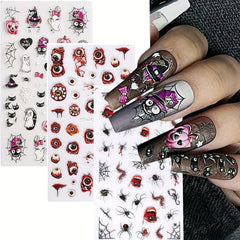 Halloween Ghost Pumpkin Spider Bat Nail Art Stickers