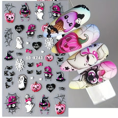 Halloween Ghost Pumpkin Spider Bat Nail Art Stickers